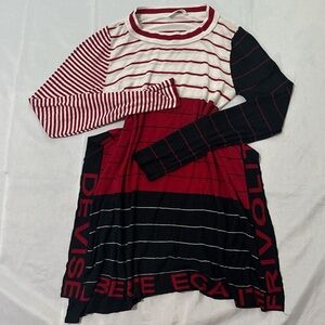 Sonia Rykiel Red and Black Striped Long Sleeve Tee